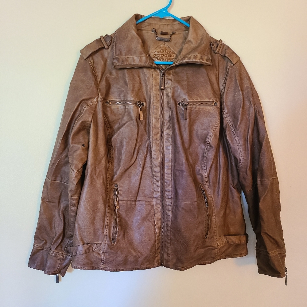 Brown leather jacket 1x Jou Jou coat